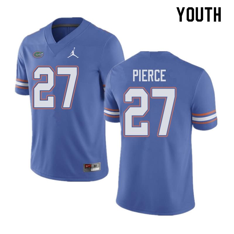 NCAA Florida Gators Dameon Pierce Youth #27 Jordan Brand Blue Stitched Authentic College Football Jersey UJT8264AJ